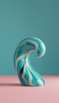 Vivid Cyan Wave Freestanding Sculpture