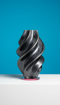 Deep Charcoal Ripple Resin Table Sculpture